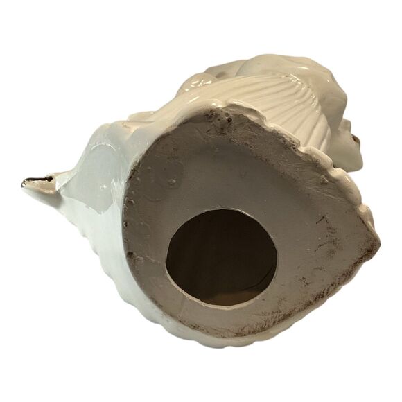 Vintage Angel With Harp Figurine White And Gold 12in 1970s - Picture 5 of 5